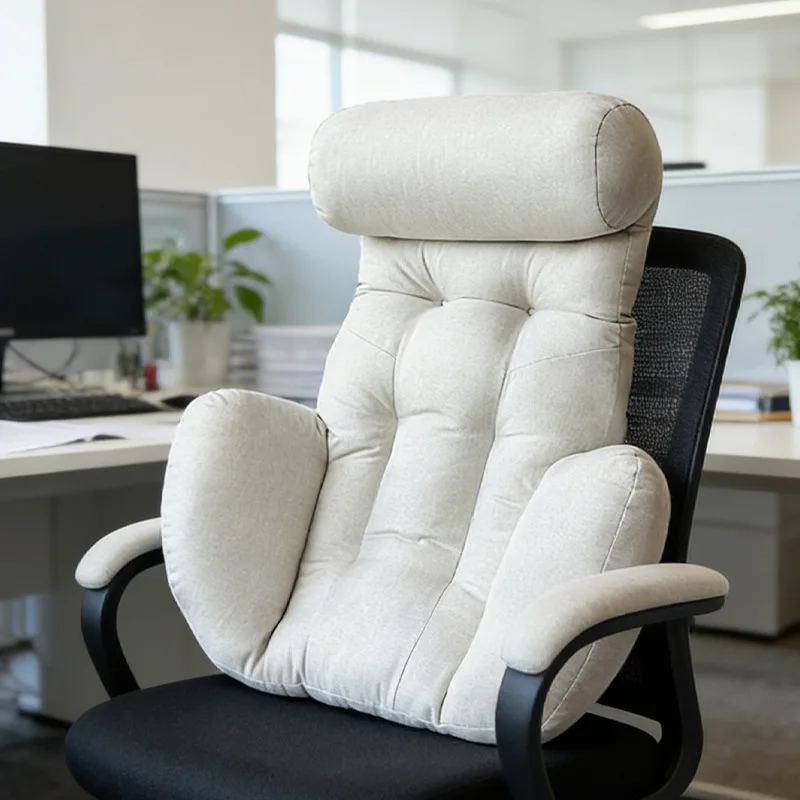 Ergonomic Back Support Cushion for Office Chair, Large Lumbar and Neck Pillow with Breathable Polyester Cover, Soft PP Cotton