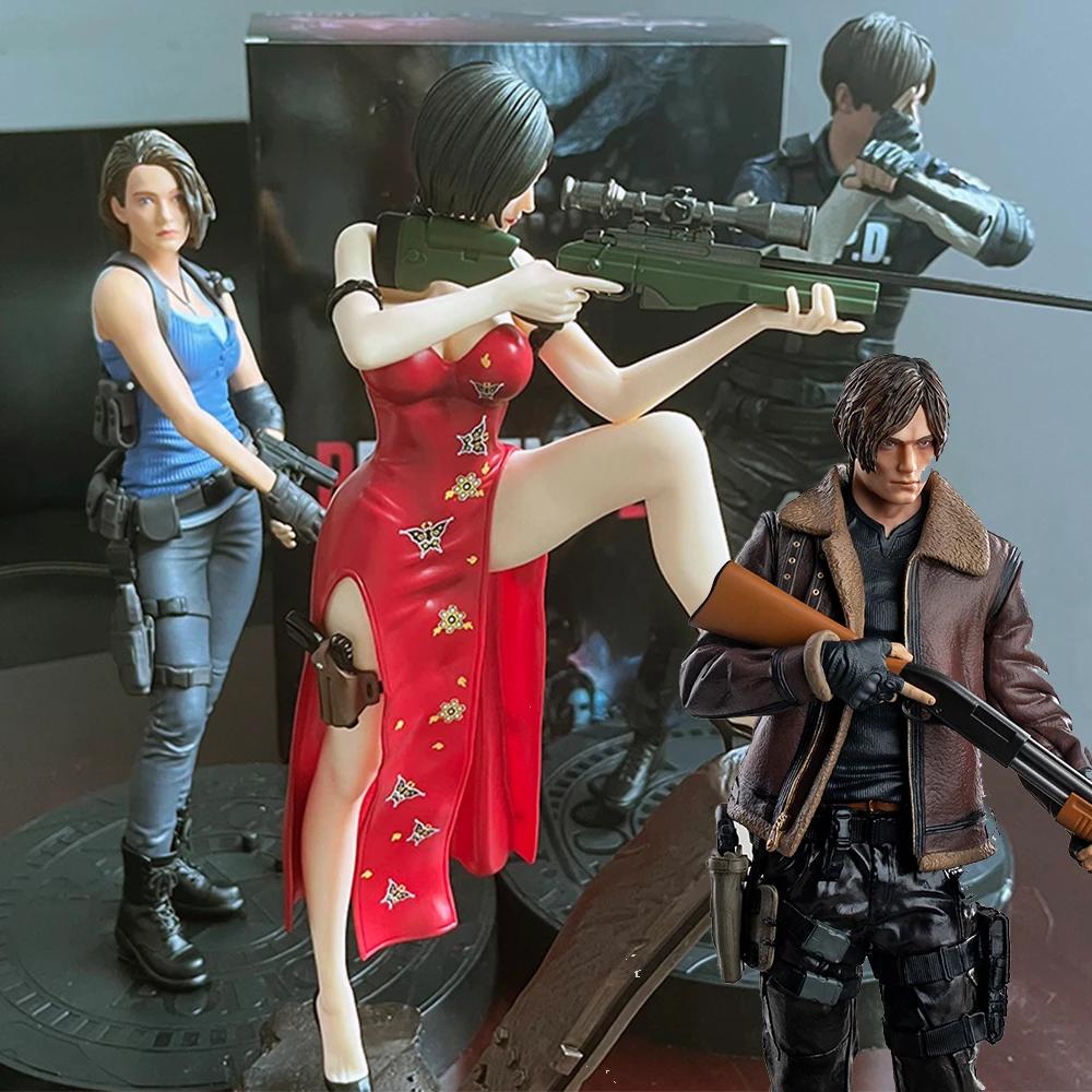 Biohazard Ada Wong Jill Valentine Leon Kennedy Raccoon Police Anime Figure With Stand Game Collection PVC Model Birthday Gifts