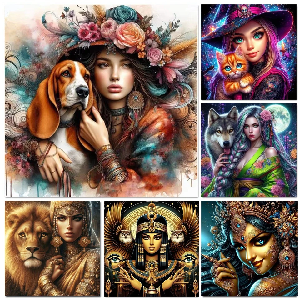 

Halloween Skull Wolf Woman Dog Lion Diamond Painting New 5D Diy Jewelry cross stitch Full Square Round Diamond Mosaic Embroidery