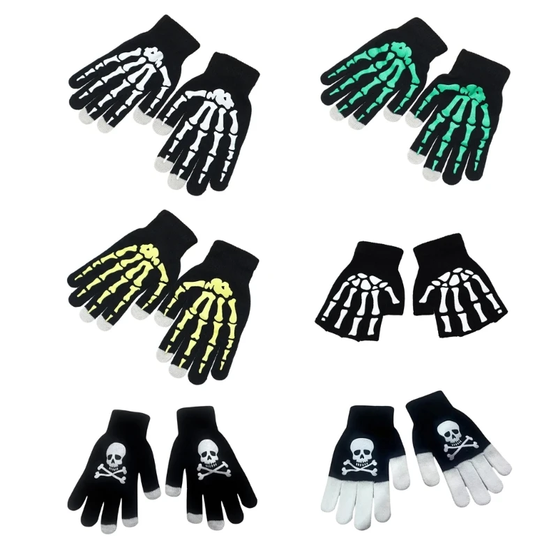 

Spooky Glowing Skeleton Gloves Halloween Party Props Novelty Costume Hand Wear Drop shipping