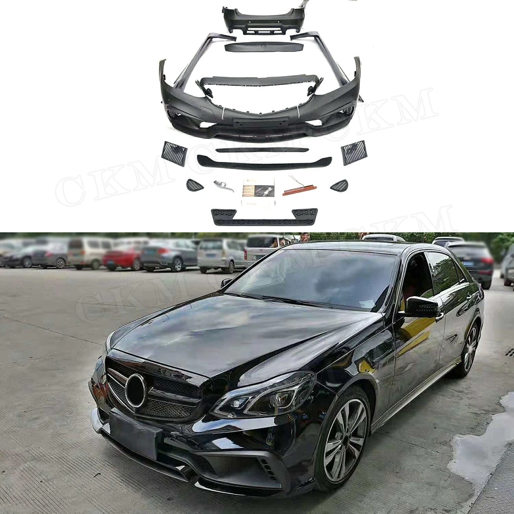 PP Material Car Styling Wide Body Kits Front Rear Bumper lip Spoiler for Mercedes Benz E Class WD Style