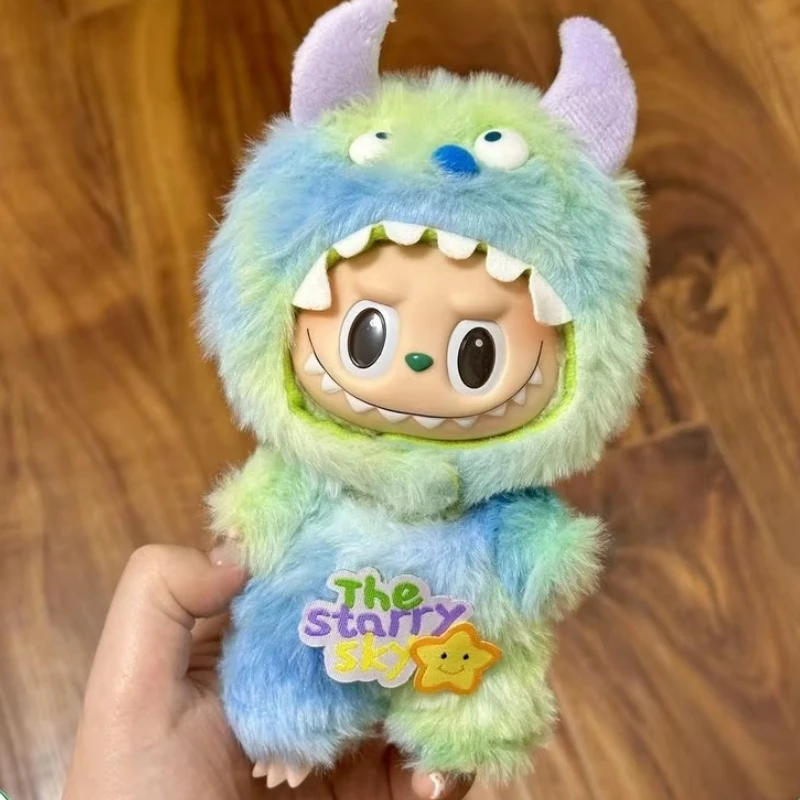 Conjunto de ropa de peluche con colgante, accesorios suaves para muñecas Labubu de 17cm V1 V3, ropa para muñecas coleccionables