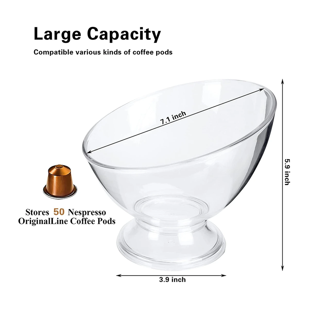 Kaffeepadhalter K Getränkehalter aus transparentem Kunststoff mit großem Fassungsvermögen für Kaffeepads und Kapselschließfächer