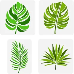 4 Pcs Tropical Leaf Stencils 2 Sizes Fern Leaf Stencil Template Plastic Palm Leaves Pattern Painting Stencil Reusable