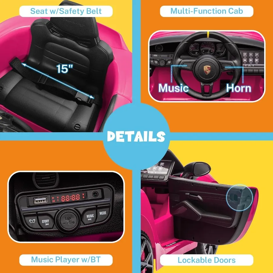 Licensed Ride On Car for Toddlers, 12v Kids Electric Car with Parent Remote Control, Electric Power Vehicle w/Trailer Wheels, So