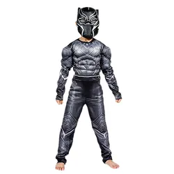 Disfraz de superhéroe Pantera Negra para niños, traje con máscara de superhéroe, personaje de película, disfraz muscular de fantasía, juego de Halloween