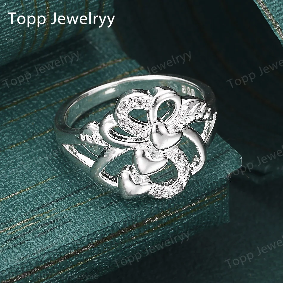 

Новое стильное кольцо из стерлингового серебра 925 пробы с роскошным цветочным сердцем и цирконом для модных женщин, очаровательное ювелирное украшение, подарок на день рождения или вечеринку