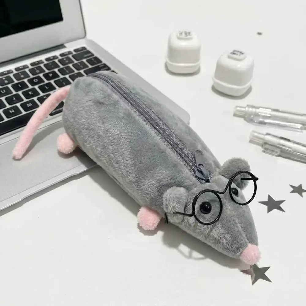 Mouse Pencil Bag Rat Shape Portable Pencil Case Multi-Function Large Capacity Pencil Case Makeup Bag Makeup Storage
