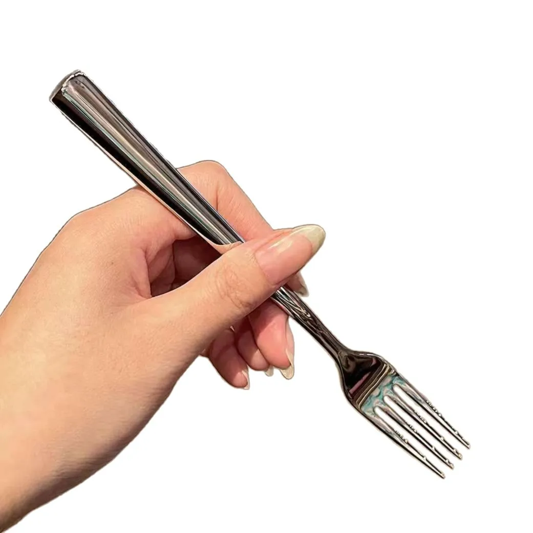 شوكة شريحة لحم من الفولاذ المقاوم للصدأ عالية المظهر للمطبخ الغربي، شوكة بمقبض ممتد لأدوات المائدة الراقية للسلطة والمعكرونة والفنادق #5