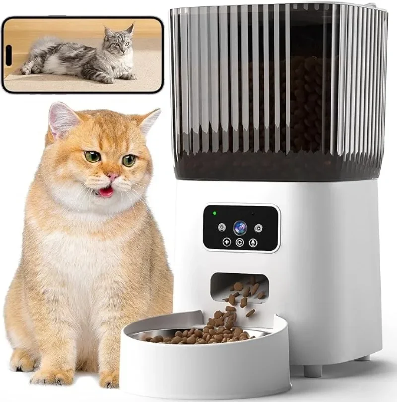 

5L Living Video Dog Automatic Feeders with Camera App Control TuYa WiFi APP Timed Food Dispenser Cats 2 Bowls Cat Smart Feeder