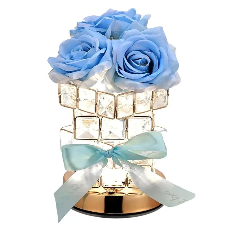 

A59Z-Dimmable Crystal Rose Table Lamp 3 Color Magic Cube Atmosphere Light Bedroom Bedside Decor Gift