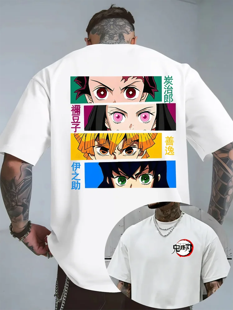 Demon Slayer Halloween Joint T-Shirt Sommer Unisex lockeres und atmungsaktives Baumwoll-T-Shirt-Oberteil – Detail 3