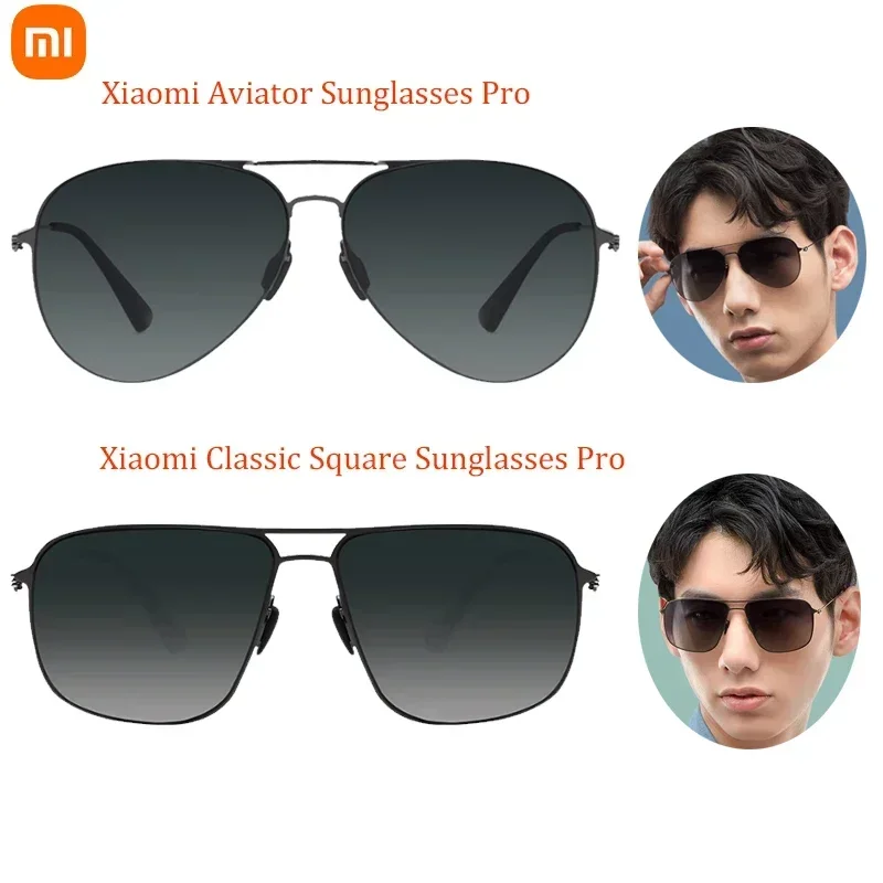 Xiaomi Mijia Aviator / Classic Square Sunglasses Pro Block UV مضاد للوهج من الفولاذ المقاوم للصدأ إطار رفيع للغاية للرجال والنساء في الهواء الطلق