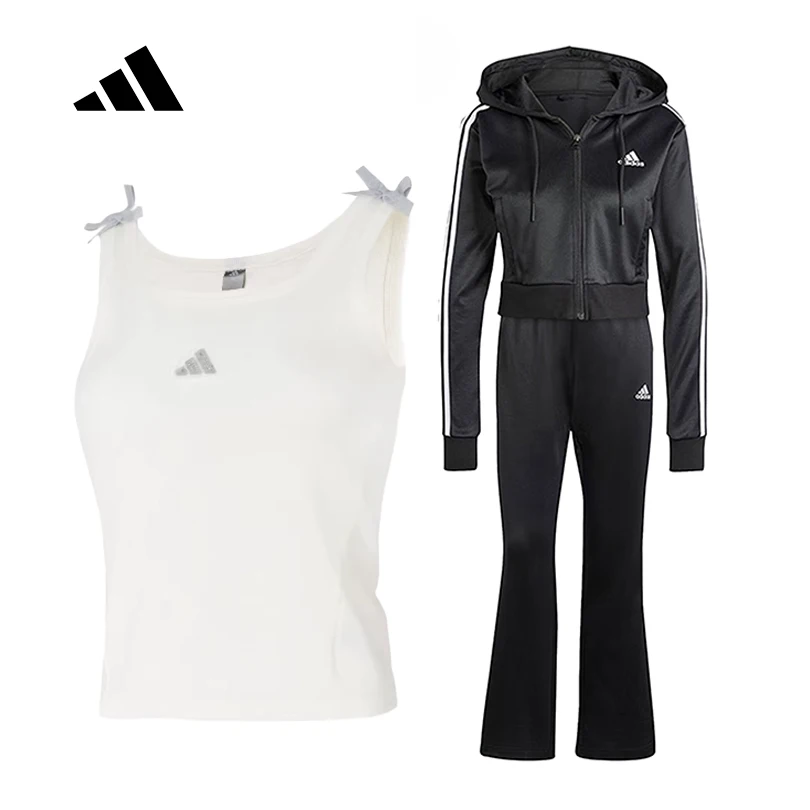 

Adidas GLAM TRACK SUIT Women's Casual Long Sleeve Tracksuit + Slim Sleeveless Sports Vest IN1836 KS0043