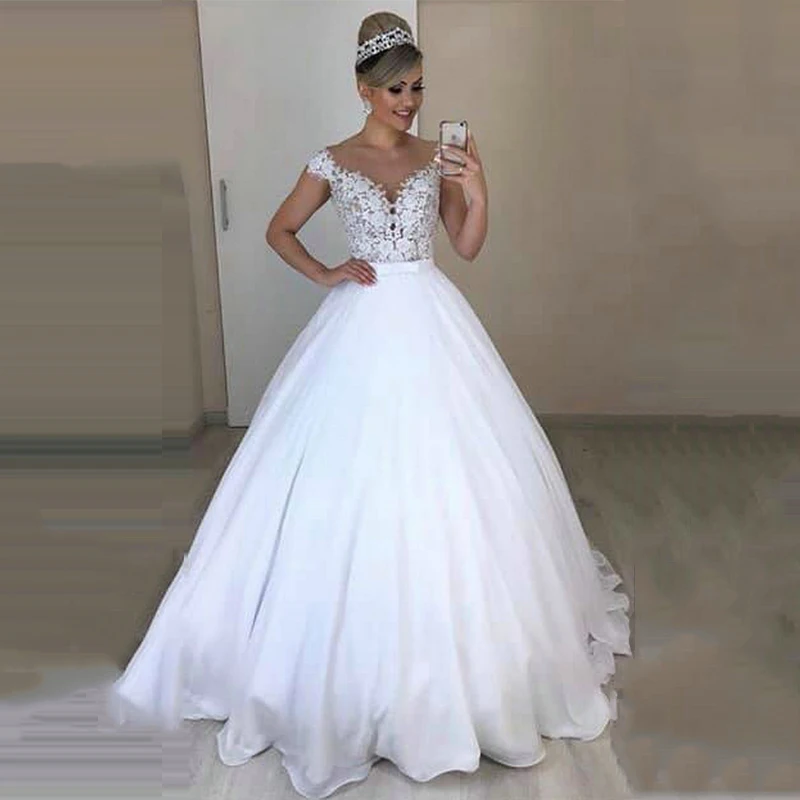 Chiffion A Line 2 in 1 Wedding Dresses Detachable Skirt Bridal Dress Bowknot Two Pieces Lace Vestidos De Novia