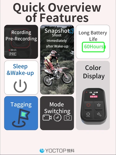 Imagen 2 del producto YOCTOP es adecuado para cámara deportiva DJI, control remoto Bluetooth compatible con accesorios de controlador Action6/5 Pro/4 Osmo360