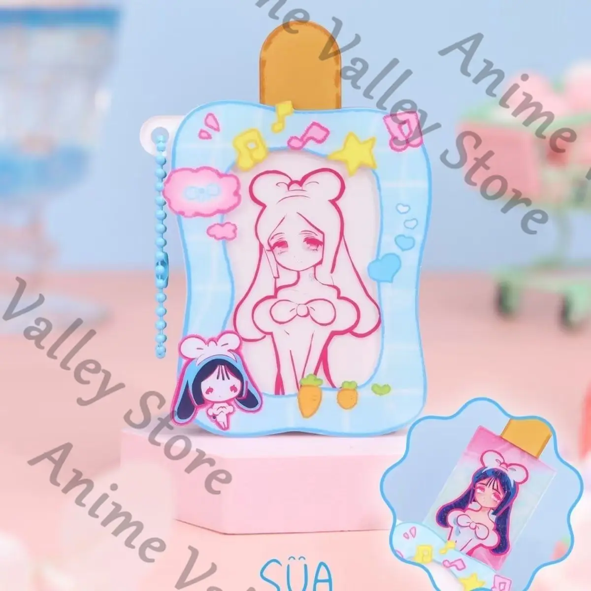 أنيمي حقيقية الغريبة المرحلة حتى لوكا Sua MiZi Hyuna تأثيري قابل للسحب الجليد اسكيمو سلسلة مفاتيح مصنوعة من الأكريليك قلادة الكرتون كيرينغ عيد الميلاد