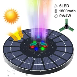 Fuente de piscinas con luz LED de colores, bomba de fuente flotante alimentada por energía solar de 7 V/3,5 W, decoración de jardín