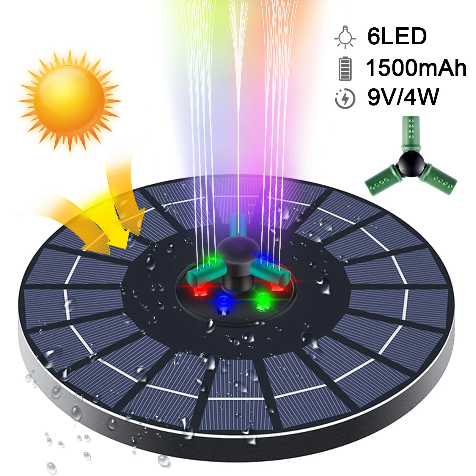 7V/3.5W Solar Fountain Colorful 21 LED Lights Swimming Pools Fountain Pump Panel Solar Powered Floating Fountain Garden Decor