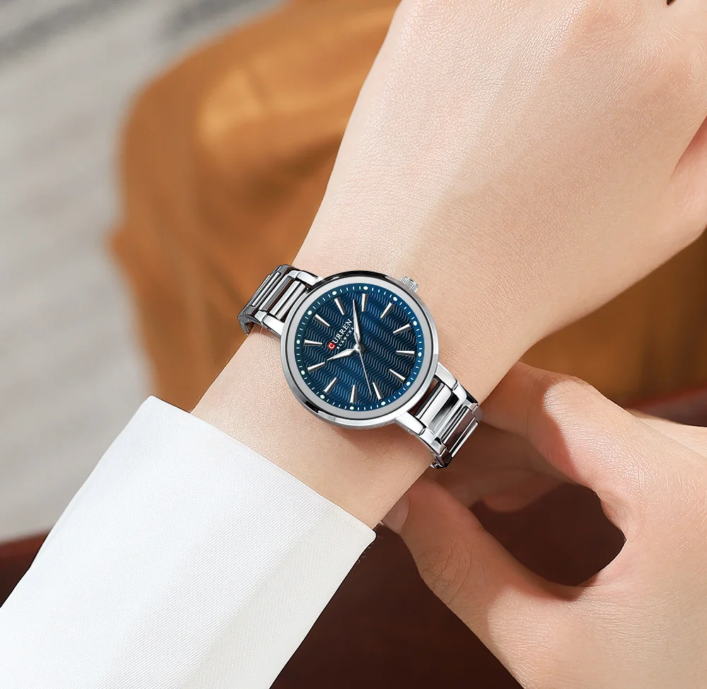 CURREN Elegante Schlichtheit Quarz-Zifferblatt-Uhr für Damen Schlankes Luxus-Zifferblatt mit Leuchtzeigern Armbanduhr für Damen – Detail 14