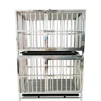 Design Stainless Steel Foldable Dog Kennels Durable Xxl Large Double Layers Pet Cages Carriers & Houses Dog Cage with Wheel