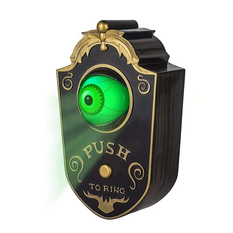 2025+Doorbell, Halloween Doorbell Horrible Single Eyeball Luminous Hanging Door Bell Halloween Party Prop Decoration Black