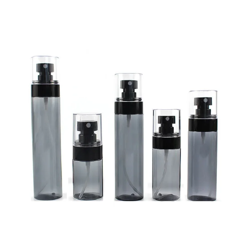 

Mist Spray Bottles Clear Black PET Flat Shoulder Plastic 2oz 60ml 80ml 100ml 120ml Empty Perfume Sample Refillable Bottle 25pcs