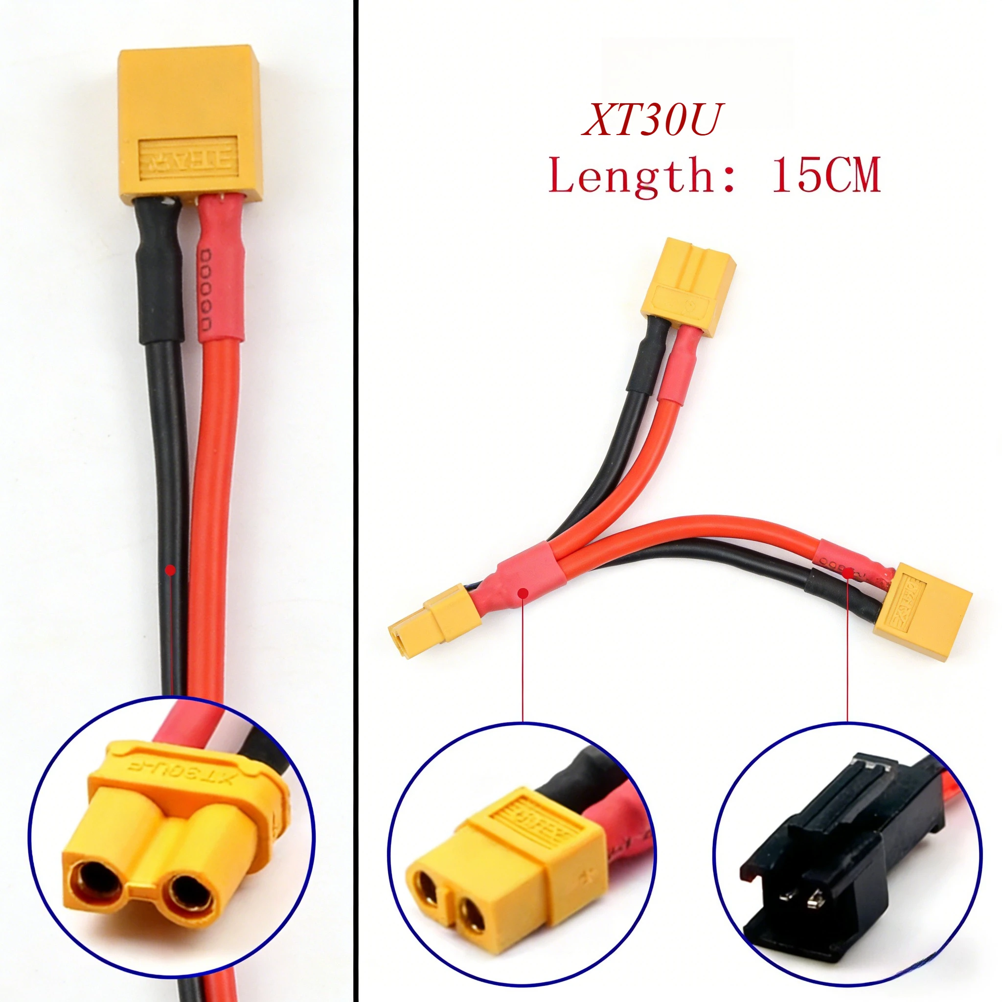 500V Lithium Battery Plug 30A Waterproof Connector XT30XT30U High  Male/Female Connector with Cable Current Plug and Socket