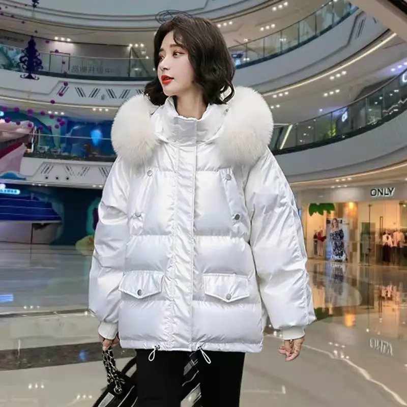 

New Foreign Style Short Down Padded Jacket Women's Casual Bright-faced Padded Jacket Thick Winter Coat