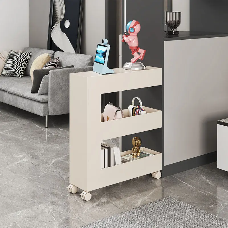 Slim Narrow Rolling Gap Storage Cart Mobile Multi-Layer Shelf Trolley Book Snack Organizer Rack Sofa Small Space Art Home Decor
