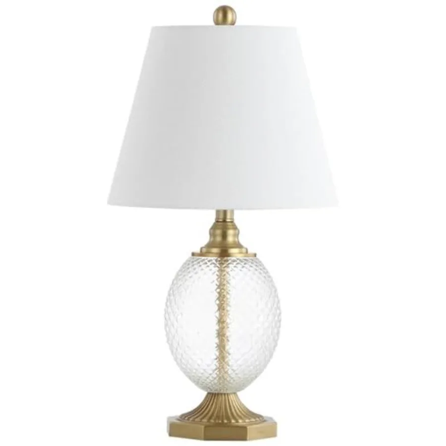 Lighting Collection Kaiden Clear/ Brass Gold 24-inch Bedroom Living Room Home Office Desk Nightstand Table Lamp LED Bulb Includ