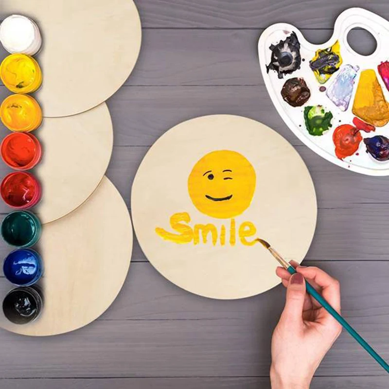 10 Uds. De piezas de madera Natural, discos redondos de madera sin terminar para centros de mesa artesanales, adornos navideños DIY