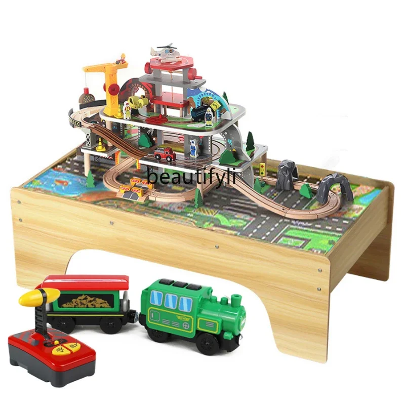 Children car small train train high speed rail building block wooden boy large toy