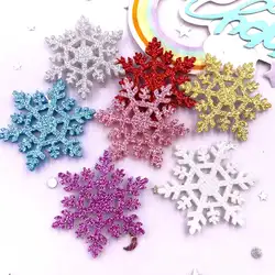 30PCS 42mm Glitter Composite Gold Powder Cloth Christmas Snowflakes Patches DIY Craft Cake Topper Hairpin Appliques Supplies