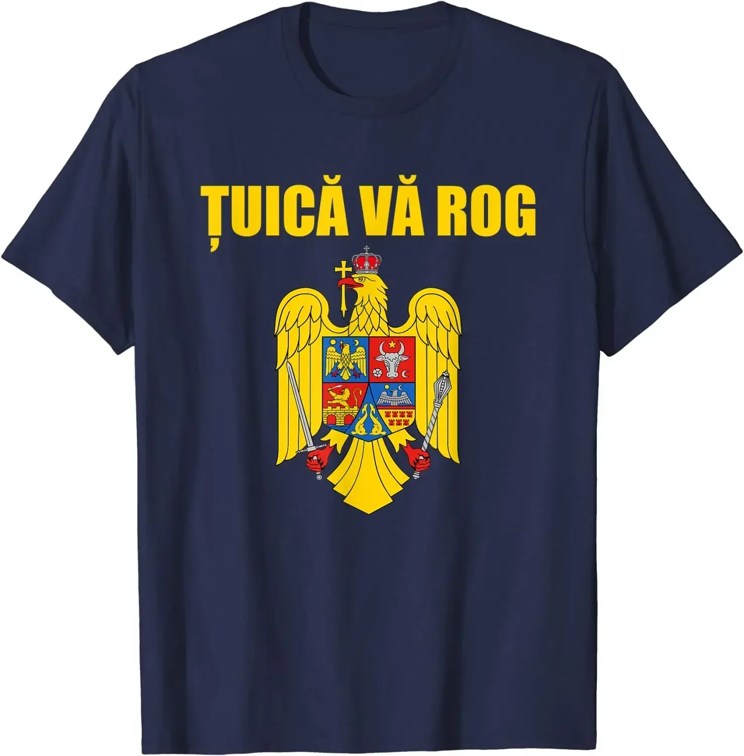 Tuica Va Rog Romanian Souvenir Coat of Arms of Romania Men T-Shirt Short Sleeve Casual Cotton O-Neck Summer Shirt anime clothes