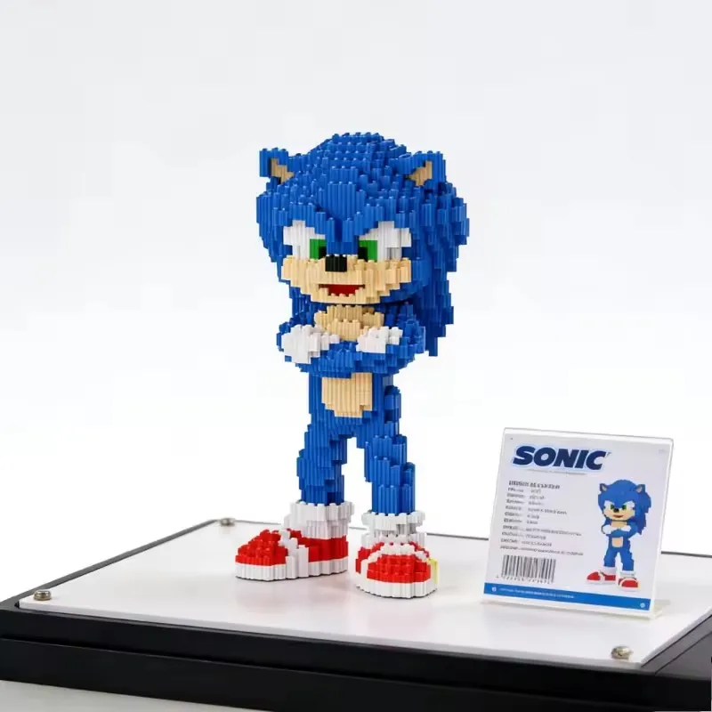 2026 New 31CM Blue Hedgehog Building Blocks Children's Puzzle Small Particle Assembly Toy Decompression 3D Handmade Gift view 3