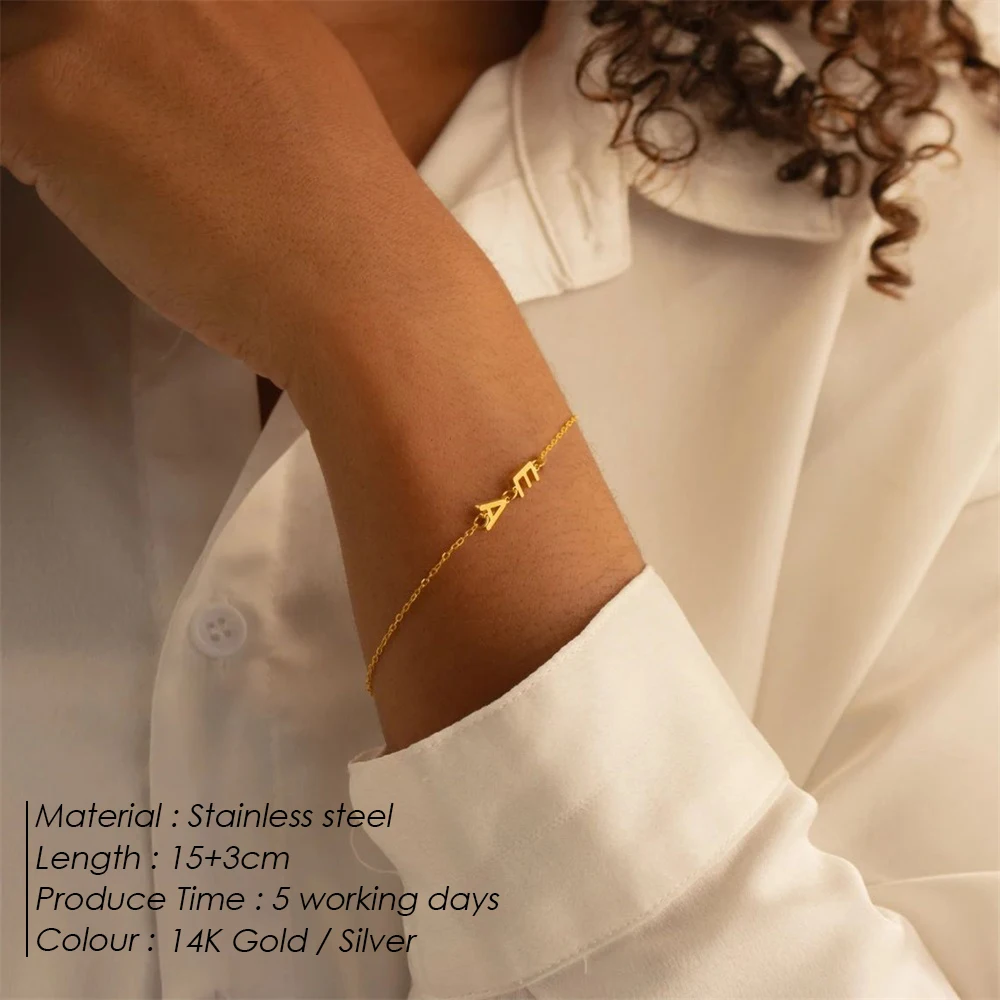 EMANCO  Personalized Name Stainless Steel Bracelet Custom Alphabet Charm Bracelets Fashion Jewelry Gift Manufacturer Direct Sale