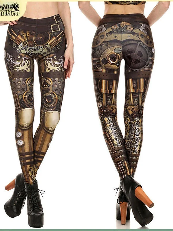 Digital Print Elastic Tight Pants Halloween Themed Base Layer Pants for Women's Outerwear Comfortable Fit Leggings