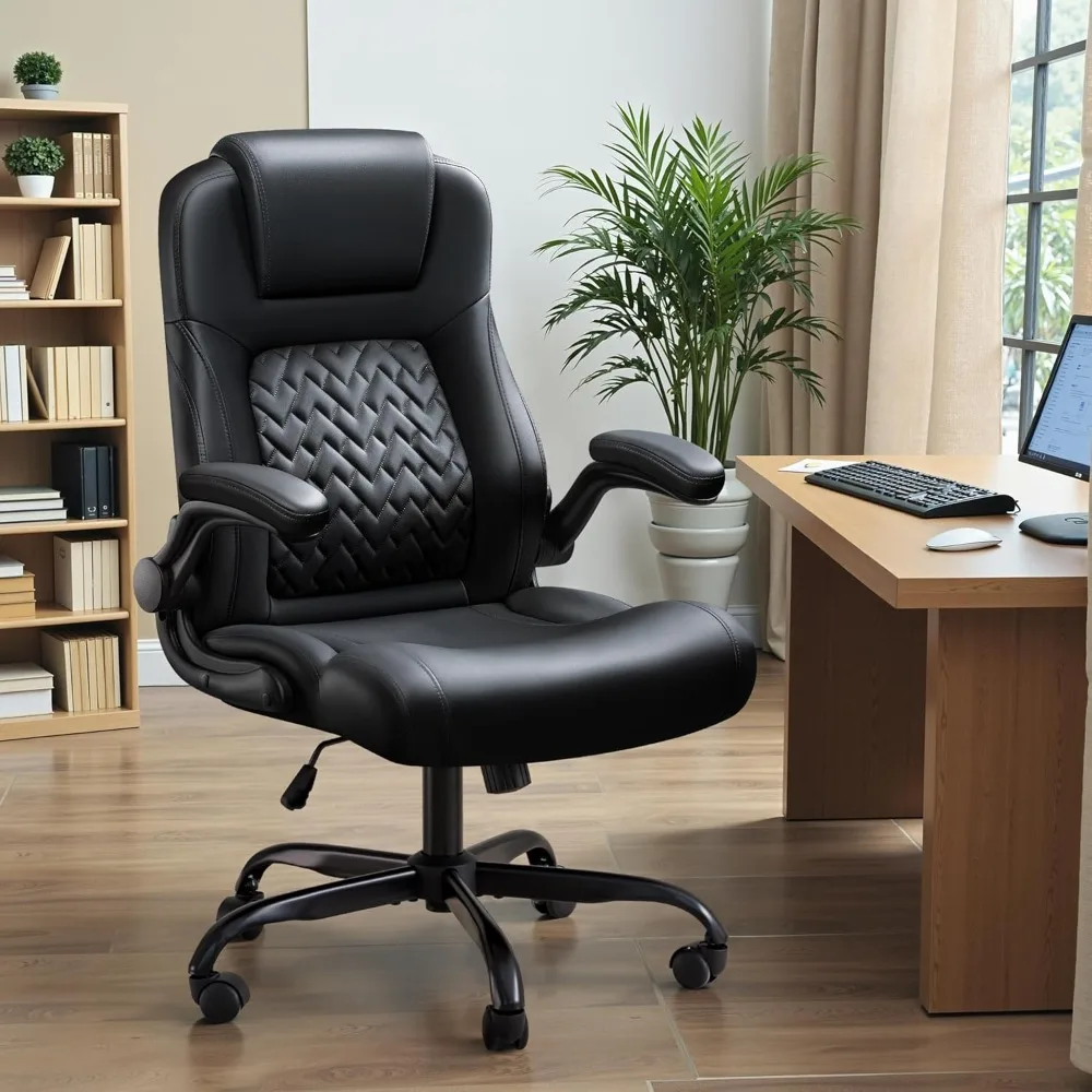 

Big and Tall Office Chair 500lbs, Heavy Duty Office Chairs, Ergonomic High Back Desk Chair, Adjustable Flip Up Armrest Executive
