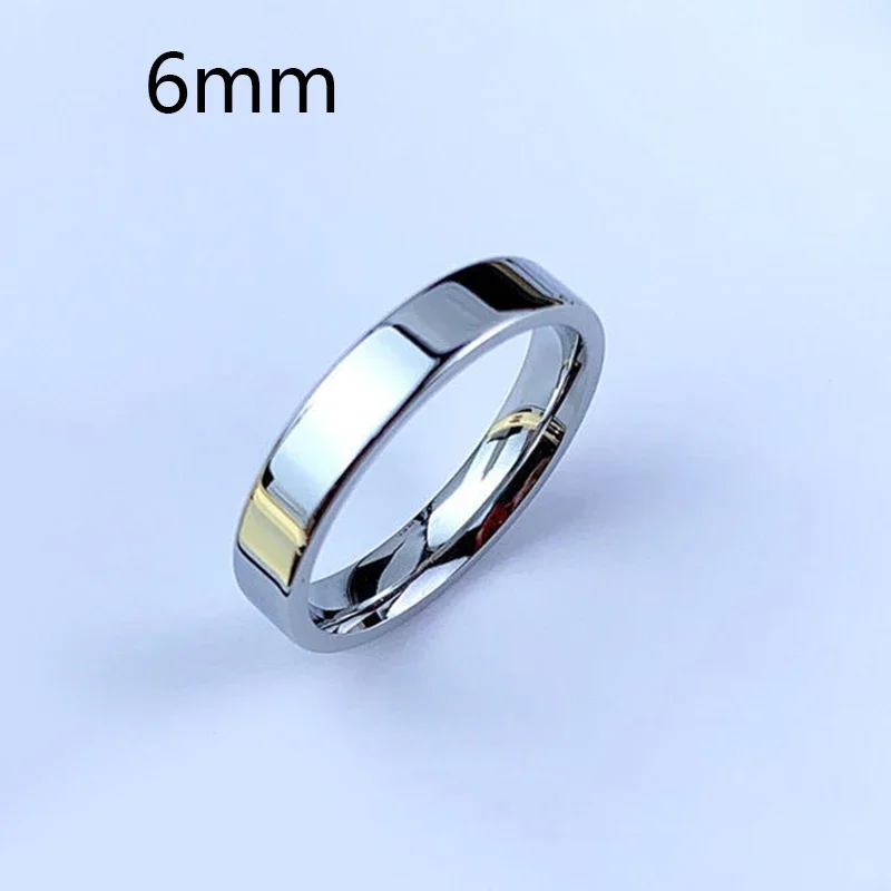 6/8mm Smooth Customized Stainless Steel Silver Color Ring for Women Men Custom Engrave Name Logo Lover Couple Charm Jewelry Gift