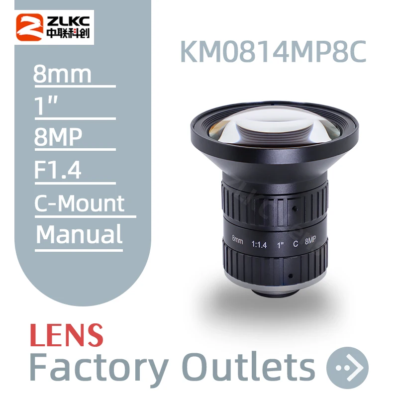 

8 mm Lens 1'' CMOS Camera C Mount Optice Lens 8MP ITS F1.4 Big Aperture Manual Surveillance Cameras High Resolution Lens