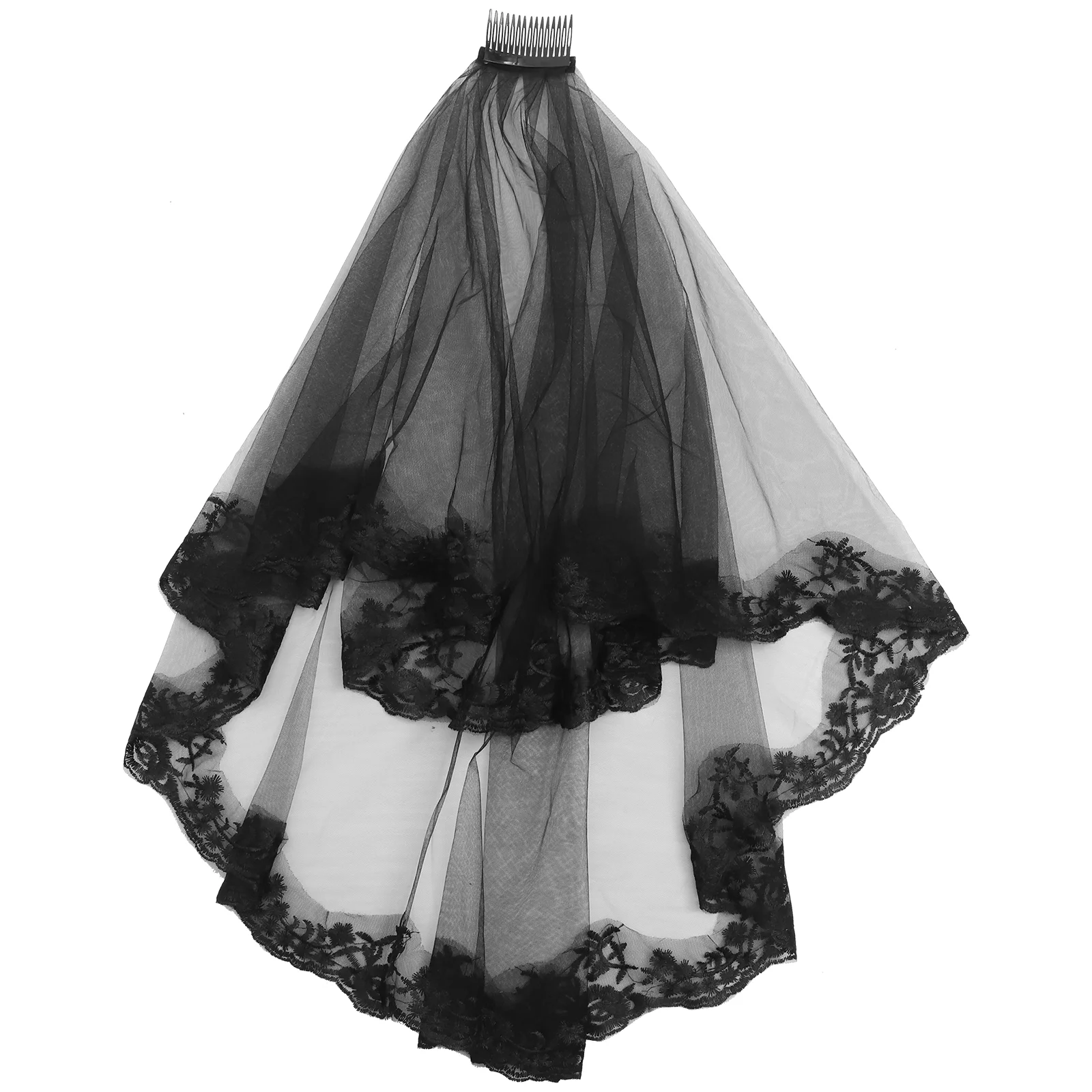 Halloween Decor Veil for Bride Wedding Black Short Women Bridal Beautiful Bridesmaid