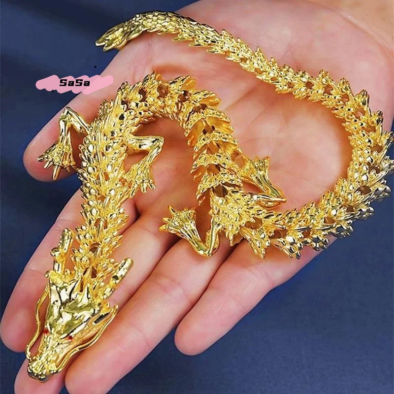 S-1 Pc Alloy Five Claw Golden Dragon Ornaments Can Move Chinese Loong Handlebars Home Office Desktop Decorations