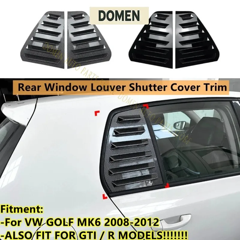 DOMEN Pair Rear Side Window Trim Spoiler For VW Golf 6  MK6 GTI R 2008 2009 2010 2011 2012 Rear Window Louver Shutter Cover Trim