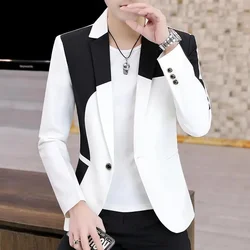 Thin Male Blazer Coat Short Cropped Men's Suit Jackets Slim Fit Single Breasted Luxury Designer High Quality Summer Casual 2024