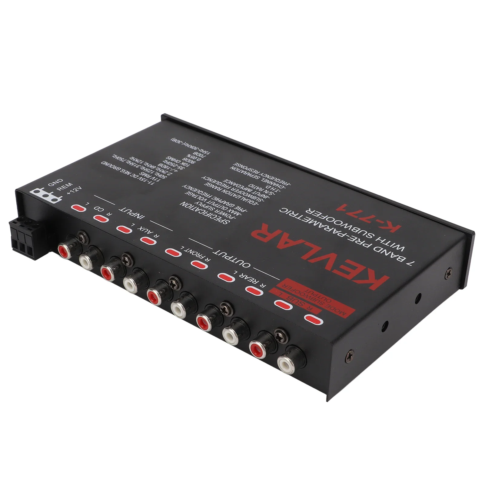 7 Band Car Audio Equalizer High Performance Front Rear and Subwoofer Output Stereo EQ CD/AUX Input Sound Equalizer