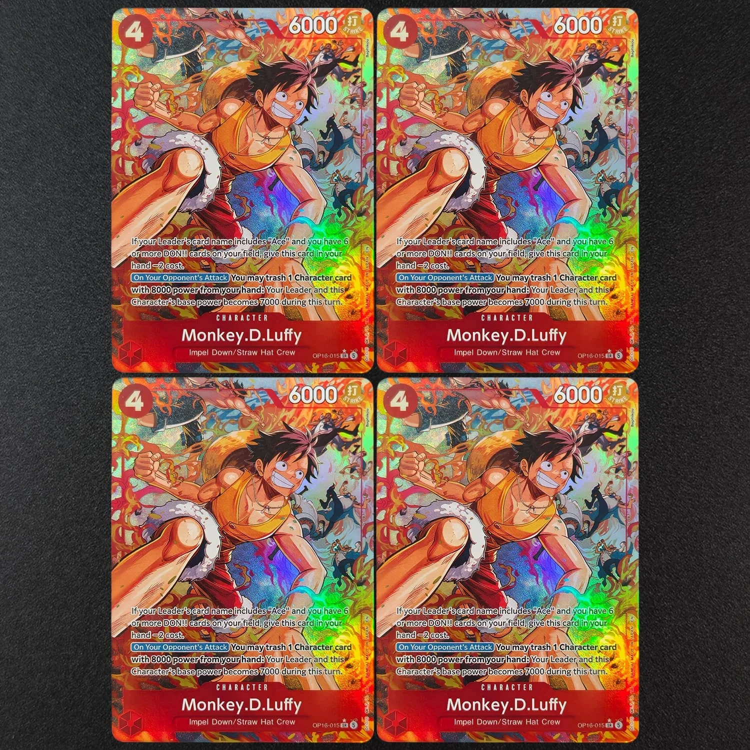 DIY Proxy One Piece TCG English OP16-015 Luffy Alternate Art SR Character Red Anime Game Collection Card Toy