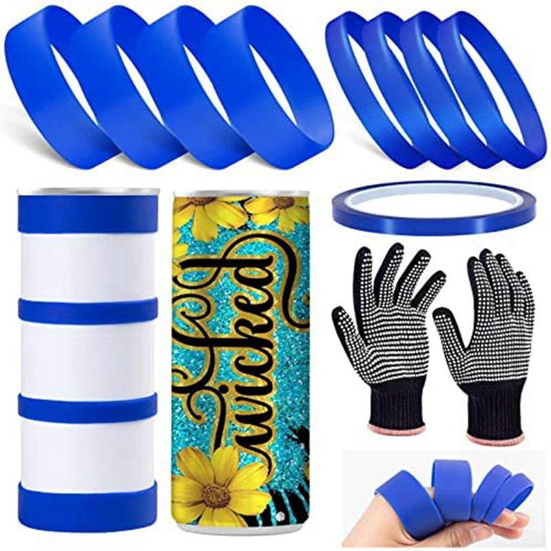 Silicone Bands For Sublimation Tumbler,2 Sizes Tight-Fitting,Prevent Ghosting Sublimation Paper Holder For 20 Oz Cups