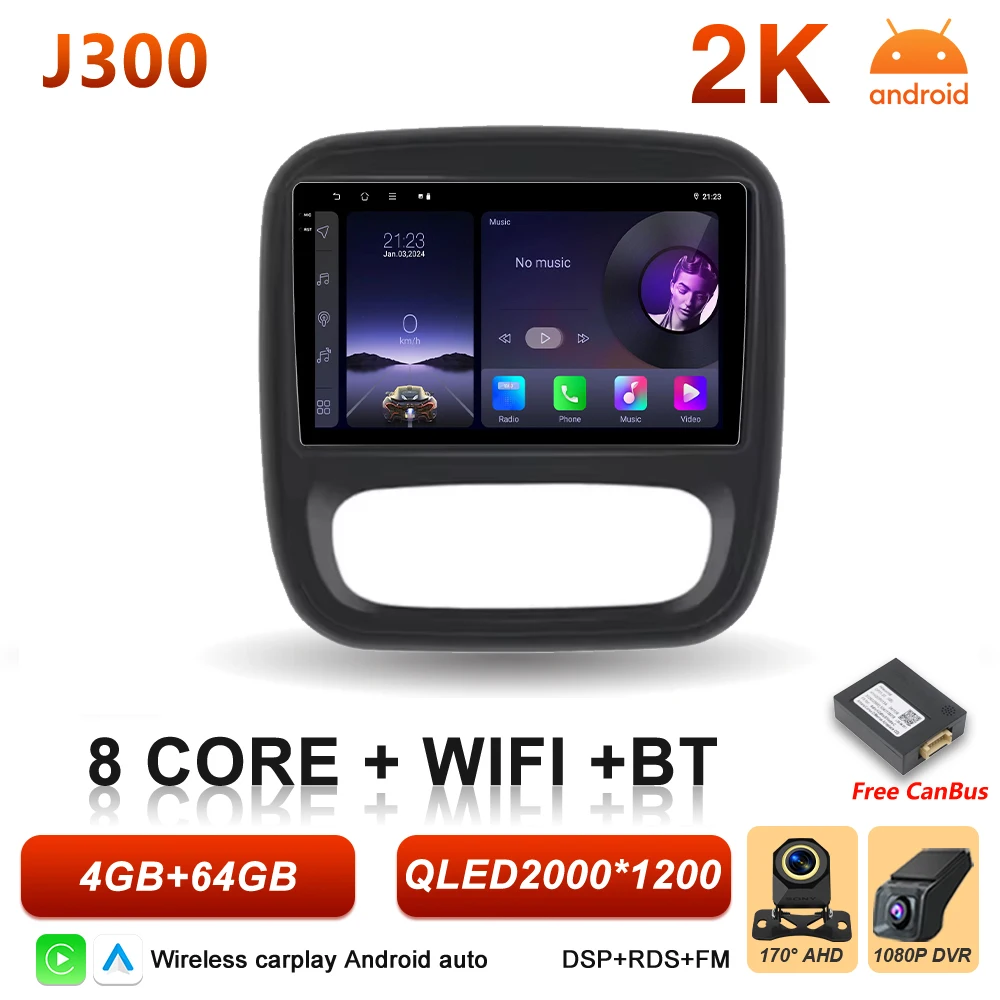 Auto radio Android 16 Carplay voor Renault Trafic 3 Opel Vivaro B 2014 2015 2016 2017 2018 - 2021 Multimedia speler stereo GPS BT