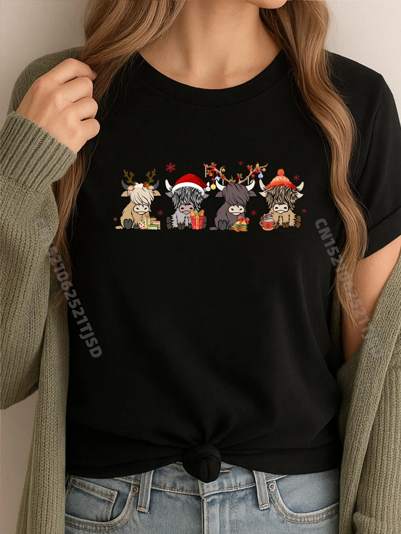 

Милая Хайлендская Корова Рождество Санта Хайленд Корова Любитель Ферма Хип-Хоп Уличная Одежда Новый Год